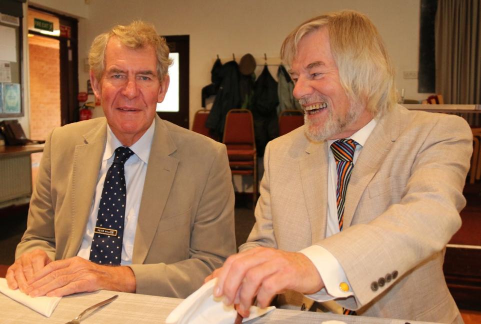 Publicity Secretary Peter Walker and 2022-3 Chairman Tony Venning enjoy a spot of lunch at the Football Club after a Budleigh Salterton Probus meeting. Photo Courtesy of the Exmouth Journal.